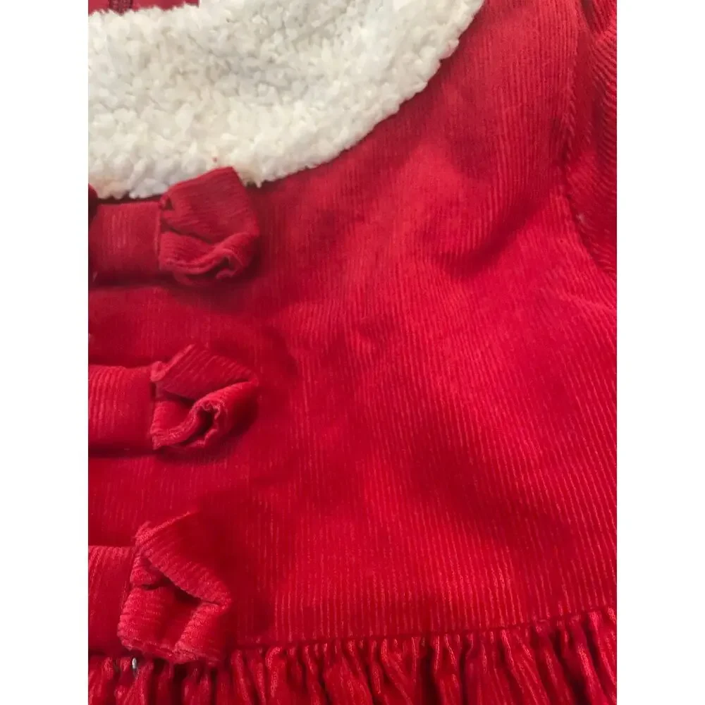 Santa Dress, Girls size 4T red courdoroy with bows and boucle, lined‎